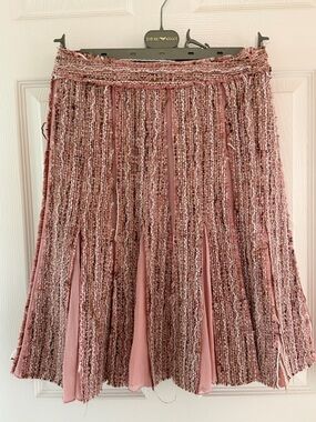 Moiselle tweed Textured Pink A-Line Skirt - Women's. Mint